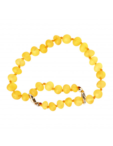 Lemon Baroque Raw Amber Anklet for Adult with 925 Sterling Silver Clasp