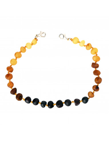 Rainbow Baroque Raw Amber Anklet for Adult with  925 Sterling Silver Clasp