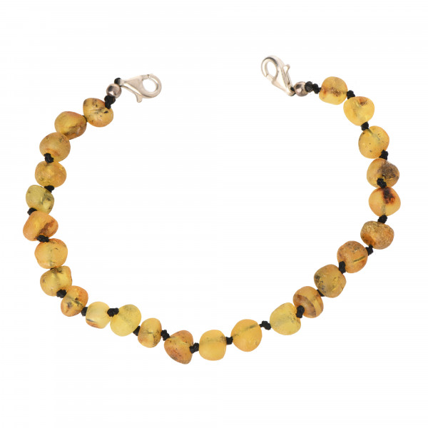 Green Baroque Raw Amber Anklet for Adult with 925 Sterling Silver Clasp