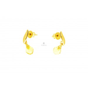 Lemon Faceted Amber Drop Earrings with Gold Plated Silver