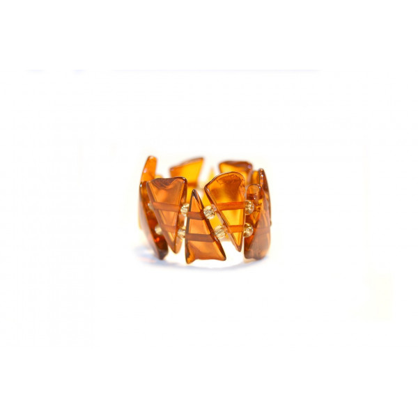Cognac Amber Ring Strung on Elastic Bands