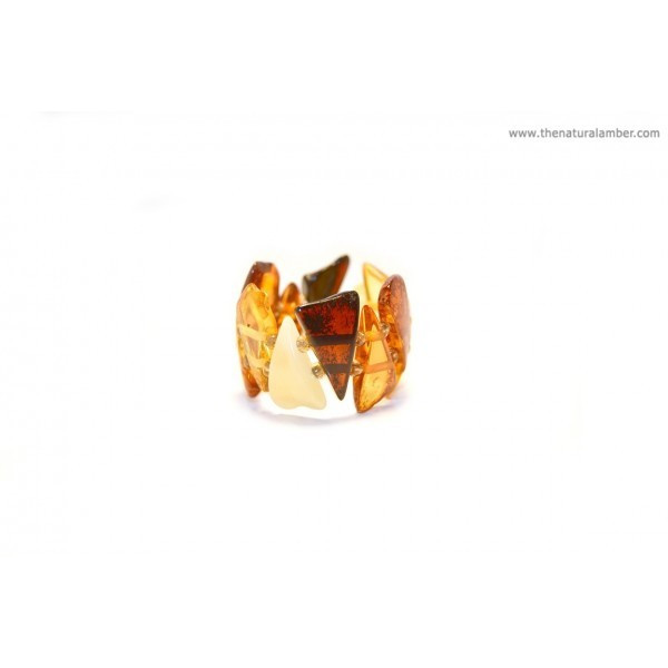 Multi Amber Ring Strung on Elastic Bands