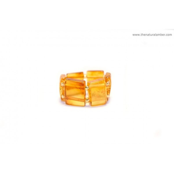 Honey Polished Amber Ring on Elastic Bands