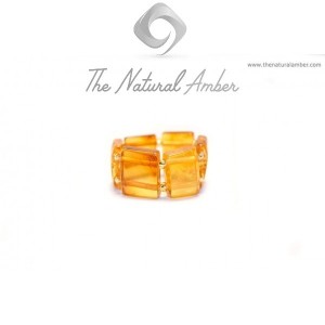 Honey Polished Amber Ring on Elastic Bands