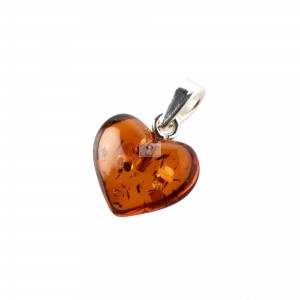 Cognac Heart Amber Pendant