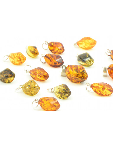 Honey Twisted Amber Pendant with 925 Sterling Silver