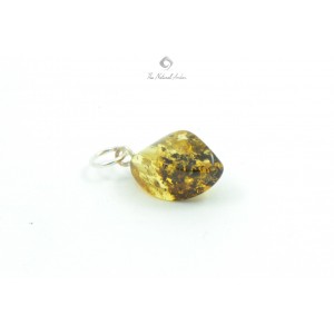 Green Twisted Amber Pendant with Sterling Silver 925