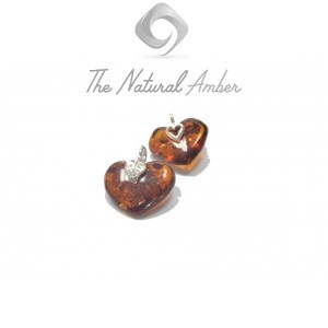 Cognac Baltic Amber Heart Pendant with Sterling Silver 925