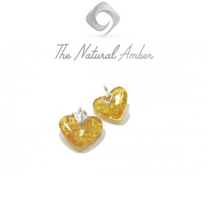 Lemon Amber Heart Pendant with Sterling Silver 925