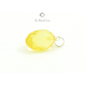 Lemon Faceted Amber Pendant with Sterling Silver 925