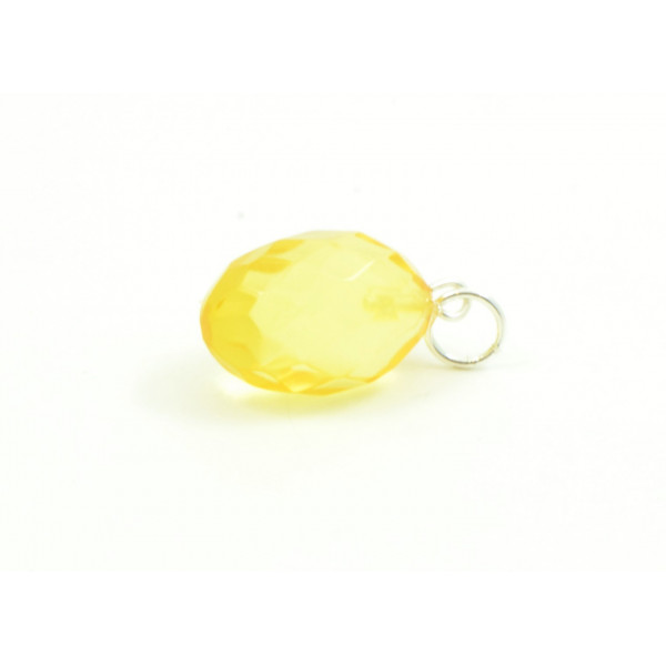 Lemon Faceted Amber Pendant with Sterling Silver 925