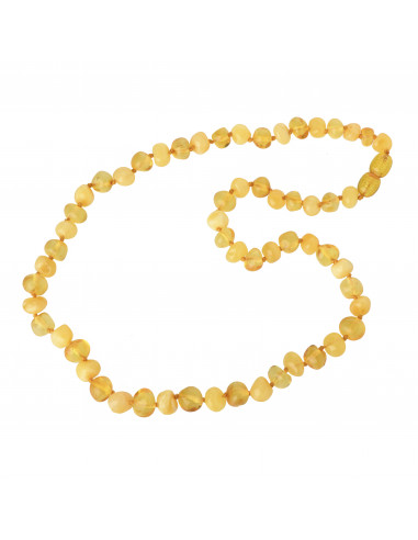 Milky & Lemon Baroque Polished Amber Beads Necklace for Adult