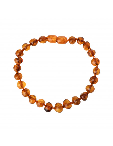 Cognac Baroque Polished Amber Beads Bracelet for Adult
