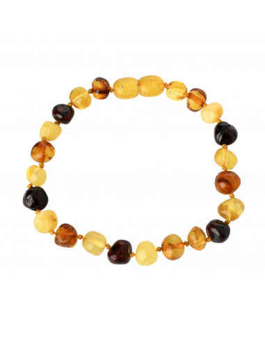 Multi Color Baroque Polished Amber Beads Bracelet for Adult