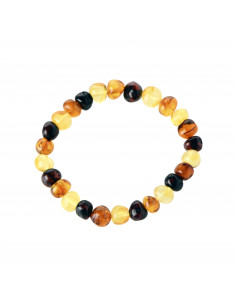 Multi Color Baroque Polished Amber Beads Bracelet for Adult