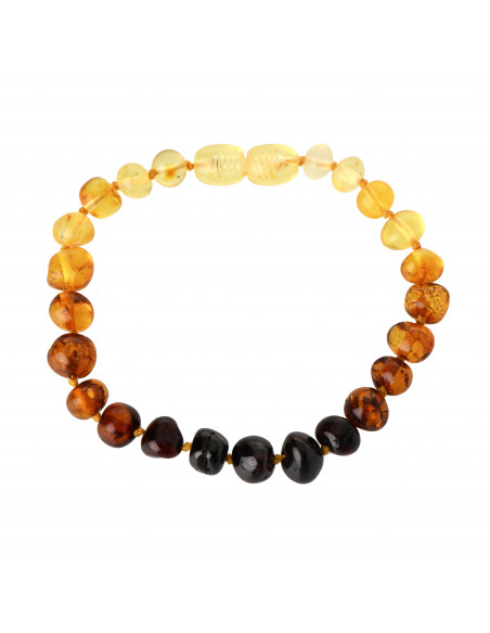 Rainbow Baroque Polished Amber Beads Bracelet for Adult