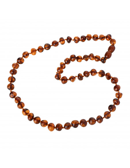 Cognac Baroque Polished Amber Beads  Necklace for Adult