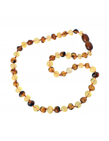 Baltic amber baby necklace rainbow rounded baroque beads 33 cm /13 inch 