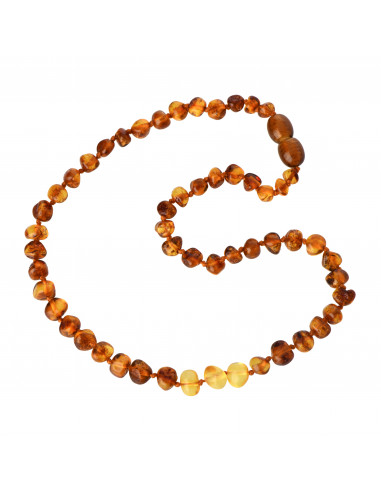 Cognac & 3 Lemon Baroque Polished Baltic Amber Beads Necklace for Baby