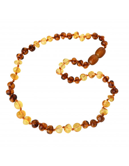 Cognac and Lemon Baltic Amber Beads Necklace for Children