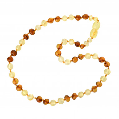 2 Cognac & 2 Lemon Baroque Polished Baltic Amber Teething Necklace