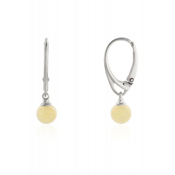 Milky Butter Amber Silver Drop Earrings