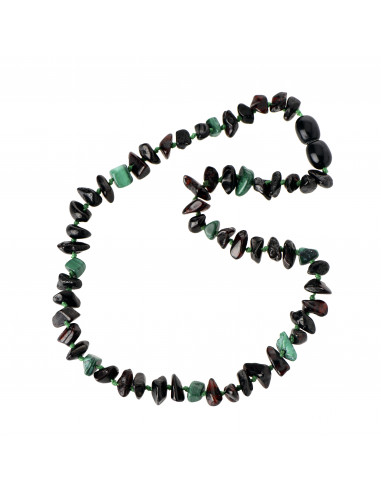 Cherry Chip Polished Amber & African Jade Necklace for Child