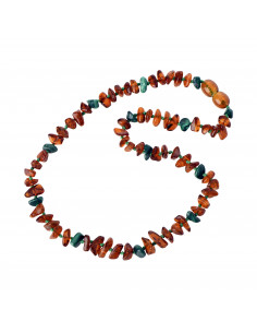 Cognac Chip Polished Amber & African Jade Necklace for Child