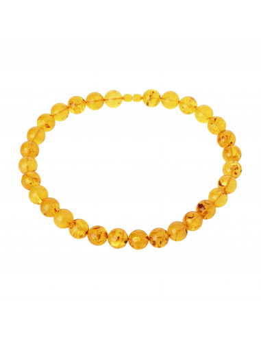 Exclusive Round Light Cognac Baltic Amber Necklace for Adult