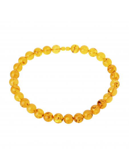 Exclusive Round Light Cognac Baltic Amber Necklace for Adult