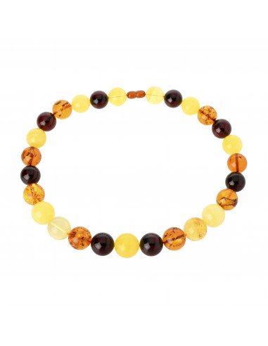 Exclusive Round Multicolor Baltic Amber Bead Necklace for Adult