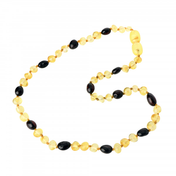 Cherry Olive and Cognac Baroque Polished Baltic Amber Beads Baby Necklace