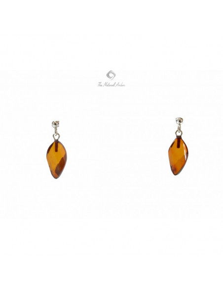 Faceted Cognac Baltic Amber And Silver Earrings