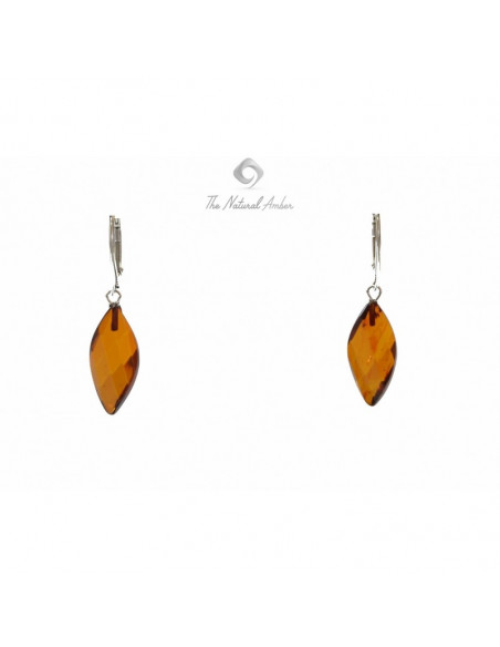 Faceted Cognac Baltic Amber And Silver Earrings
