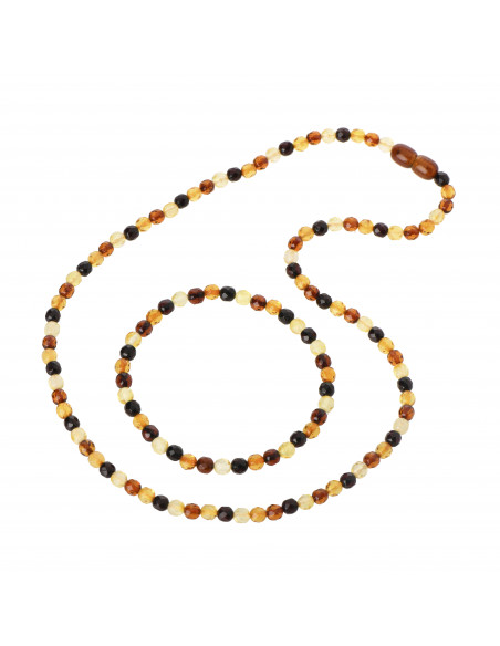 Exclusive Faceted Multicolor Amber Bead Necklace for Women and bracelet