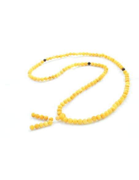 Tibetan Buddhist Mala Necklace from Milky Amber Beads