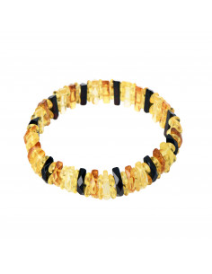 Exclusive  Faceted Multicolor Baltic Amber Bracelet on Elastic Bands