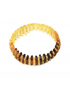 Exclusive Faceted Rainbow Baltic Amber Bracelet on Elastic Bands