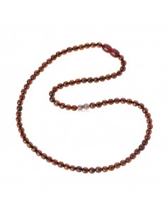 Faceted Round Cognac Baltic Amber Bead Necklace for Adult