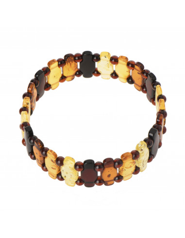 Exclusive Multi color Baltic Amber Bracelet on Elastic Band
