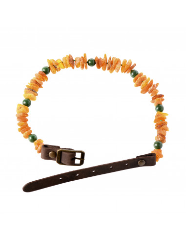 Raw Cognac Amber & African Jade with...