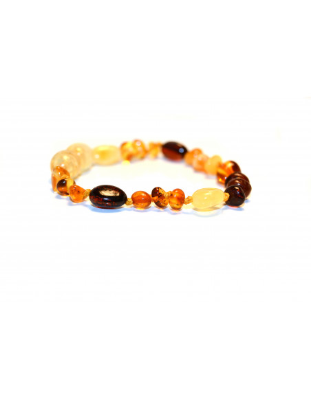 Mixed Baroque Polished Baltic Amber Teething Bracelet-Anklet for Baby