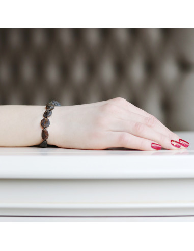 Green Olive Raw Baltic Amber Beads Bracelet for Adult