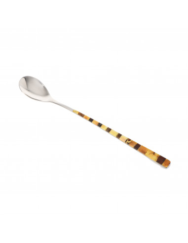 Mosaic Decorated Amber Cappuccino Spoon