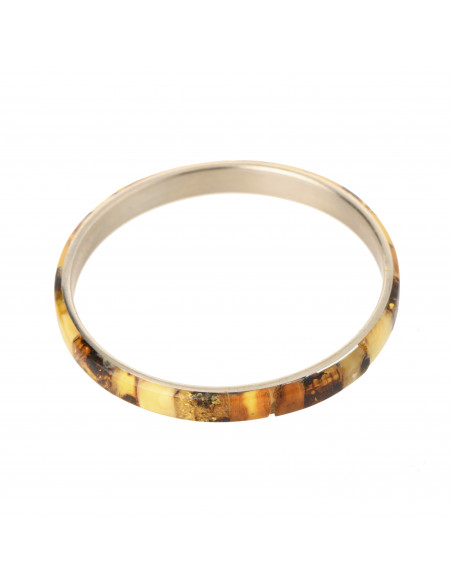 Mosaic Amber & Stainless Steel Round Bracelet