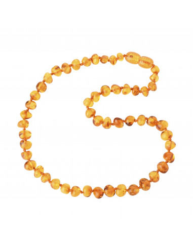 Light Cognac Polished Baroque Amber Beads Necklace for Baby