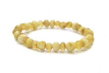 Milky & Lemon Baroque Raw Amber Beads Bracelet for Adult