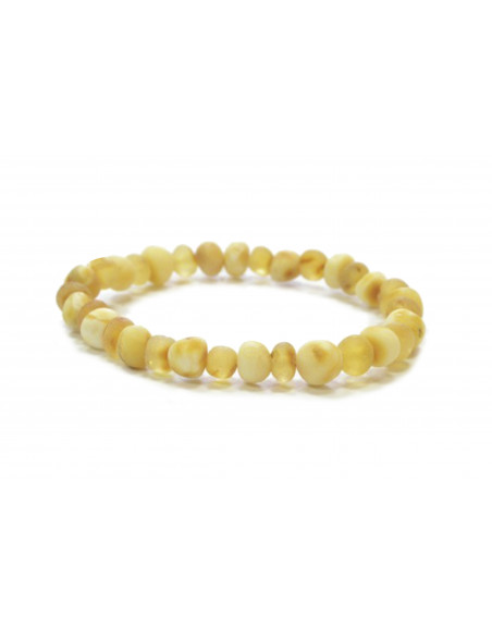 Milky & Lemon Baroque Raw Amber Beads Bracelet for Adult