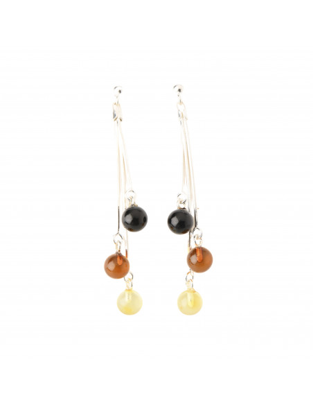 Multi Amber Drop Earrings with Sterling Silver 925