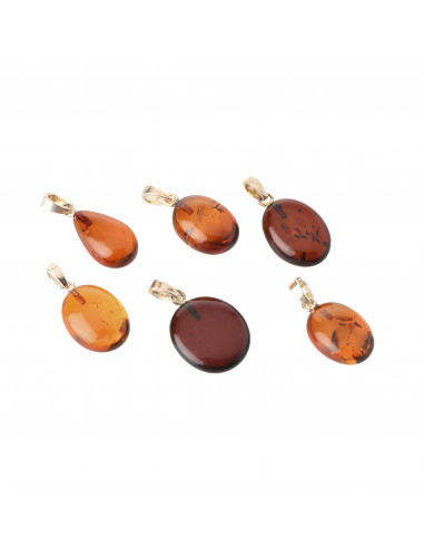 Cognac Polished Amber Pendant with Sterling Silver